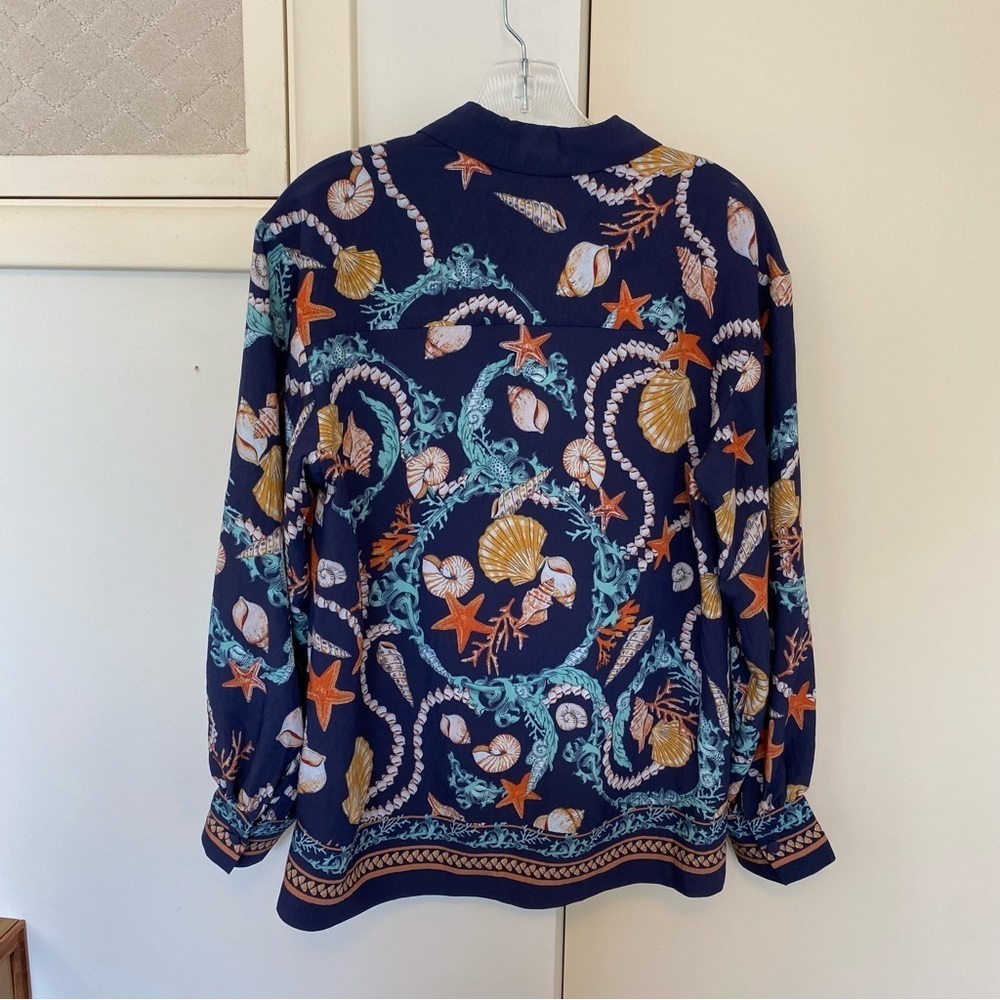 NEW Anthropologie MAEVE Blie Sea Shell Button Up Blouse - Picture 13 of 13